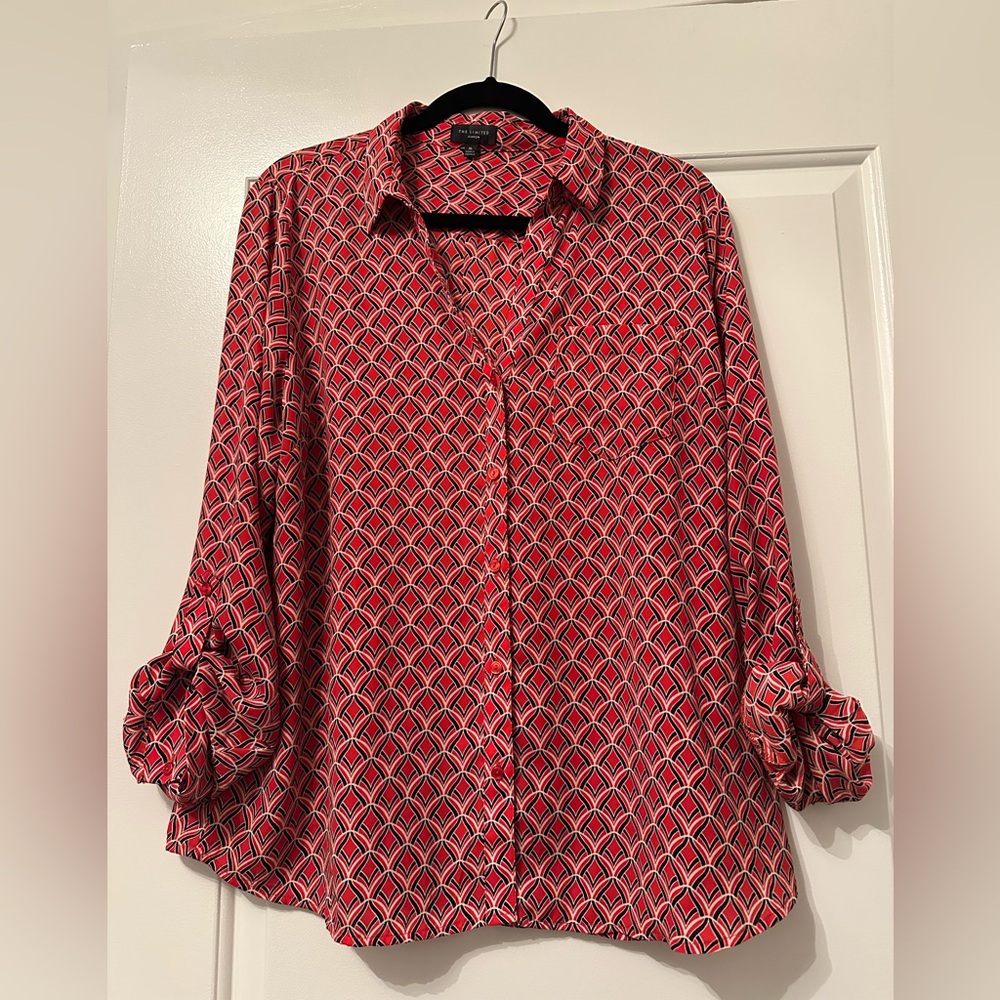 THE LIMITED | Red and Black Patterned Blouse Size XL